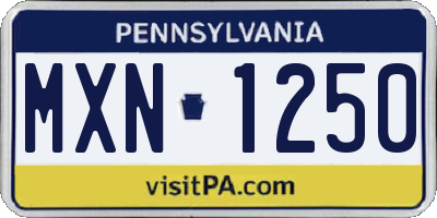 PA license plate MXN1250