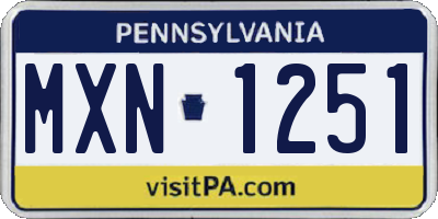 PA license plate MXN1251