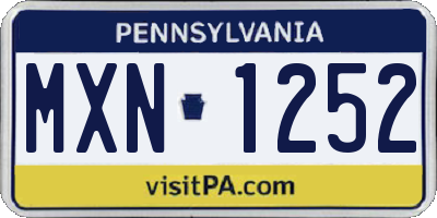 PA license plate MXN1252
