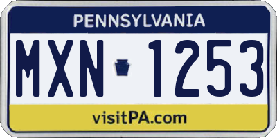 PA license plate MXN1253