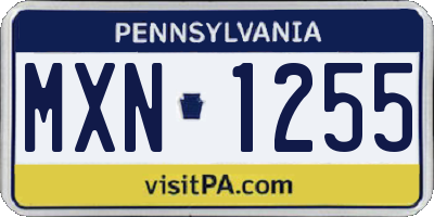 PA license plate MXN1255