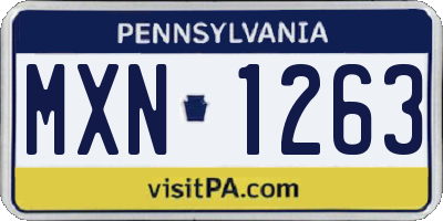 PA license plate MXN1263