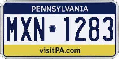 PA license plate MXN1283