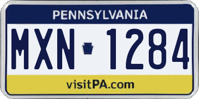PA license plate MXN1284