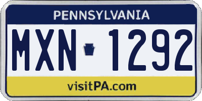 PA license plate MXN1292