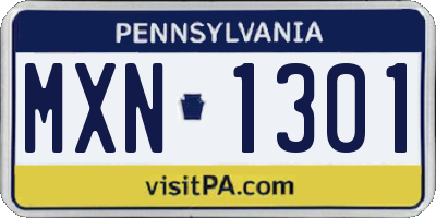 PA license plate MXN1301