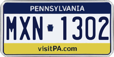 PA license plate MXN1302