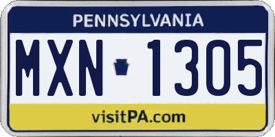 PA license plate MXN1305