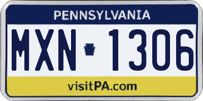 PA license plate MXN1306