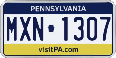 PA license plate MXN1307