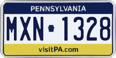 PA license plate MXN1328