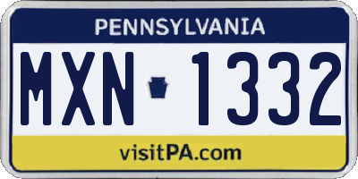 PA license plate MXN1332