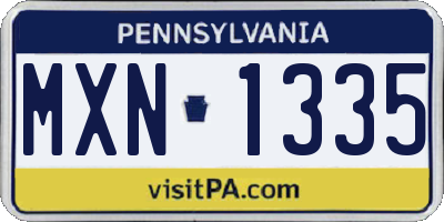 PA license plate MXN1335