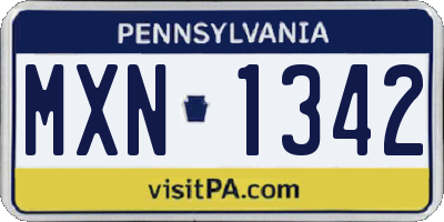PA license plate MXN1342