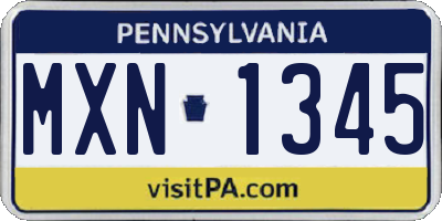 PA license plate MXN1345