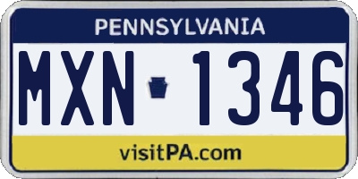 PA license plate MXN1346