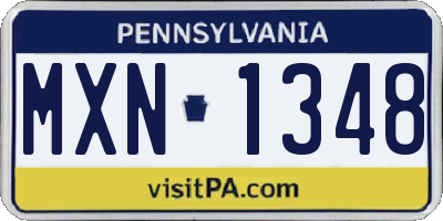 PA license plate MXN1348