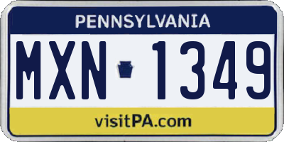 PA license plate MXN1349