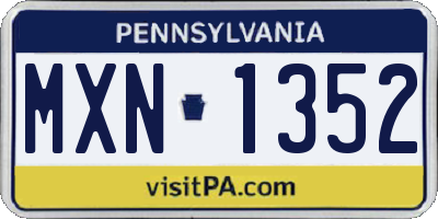 PA license plate MXN1352