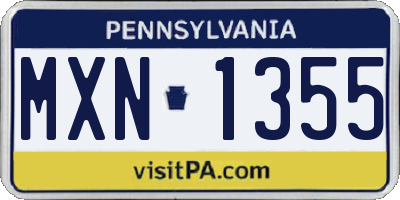 PA license plate MXN1355