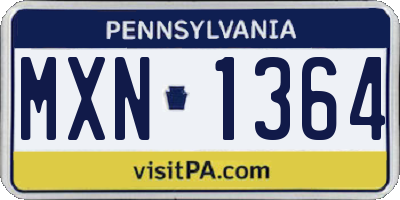 PA license plate MXN1364