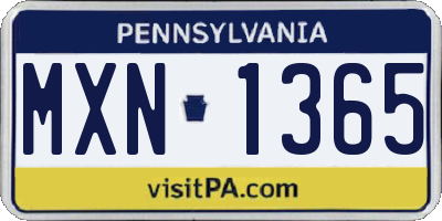 PA license plate MXN1365