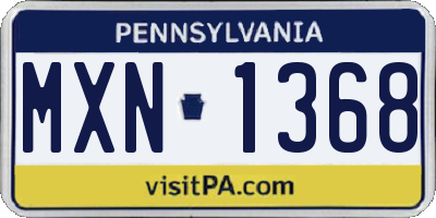 PA license plate MXN1368
