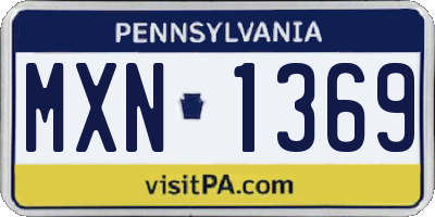 PA license plate MXN1369