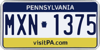 PA license plate MXN1375