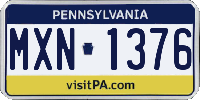 PA license plate MXN1376