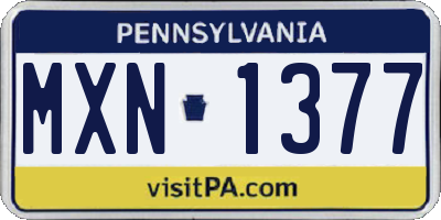 PA license plate MXN1377