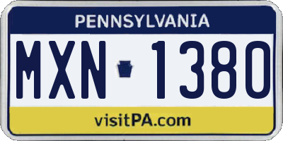 PA license plate MXN1380