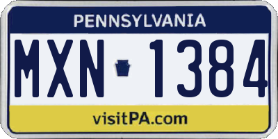 PA license plate MXN1384
