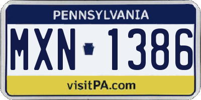PA license plate MXN1386