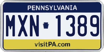 PA license plate MXN1389