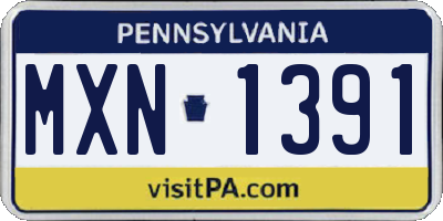 PA license plate MXN1391