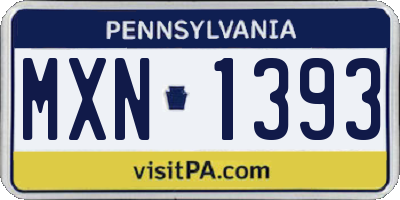 PA license plate MXN1393