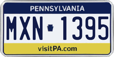 PA license plate MXN1395
