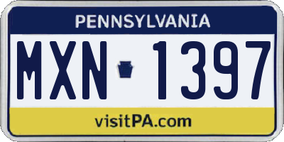 PA license plate MXN1397