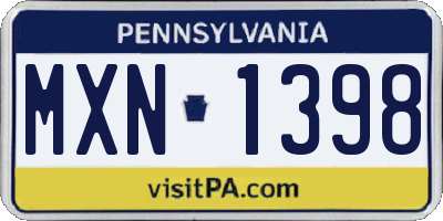 PA license plate MXN1398