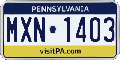 PA license plate MXN1403