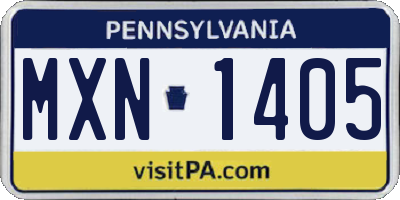 PA license plate MXN1405