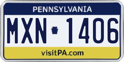 PA license plate MXN1406
