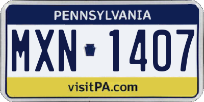 PA license plate MXN1407
