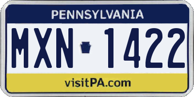 PA license plate MXN1422