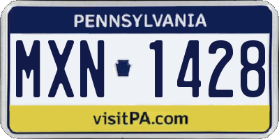 PA license plate MXN1428