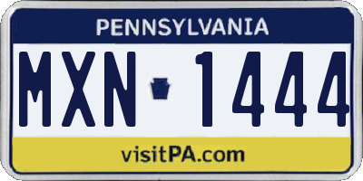 PA license plate MXN1444