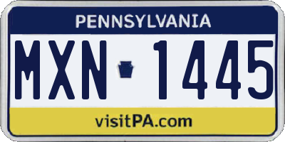 PA license plate MXN1445