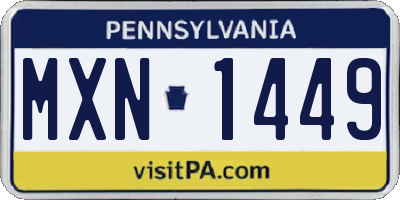 PA license plate MXN1449