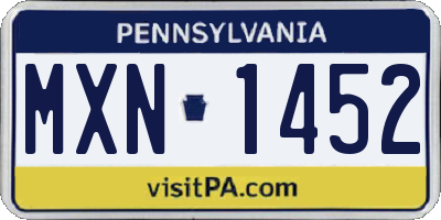 PA license plate MXN1452